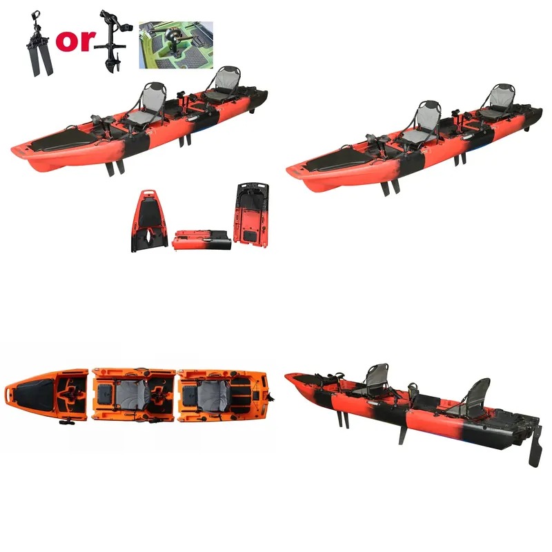 Fishing Kayak Sit On Top - ホットセール 14フィート 2人乗り ダブルペダル シットオントップカヤック モジュール式硬質プラスチック製フィッシングカヤック