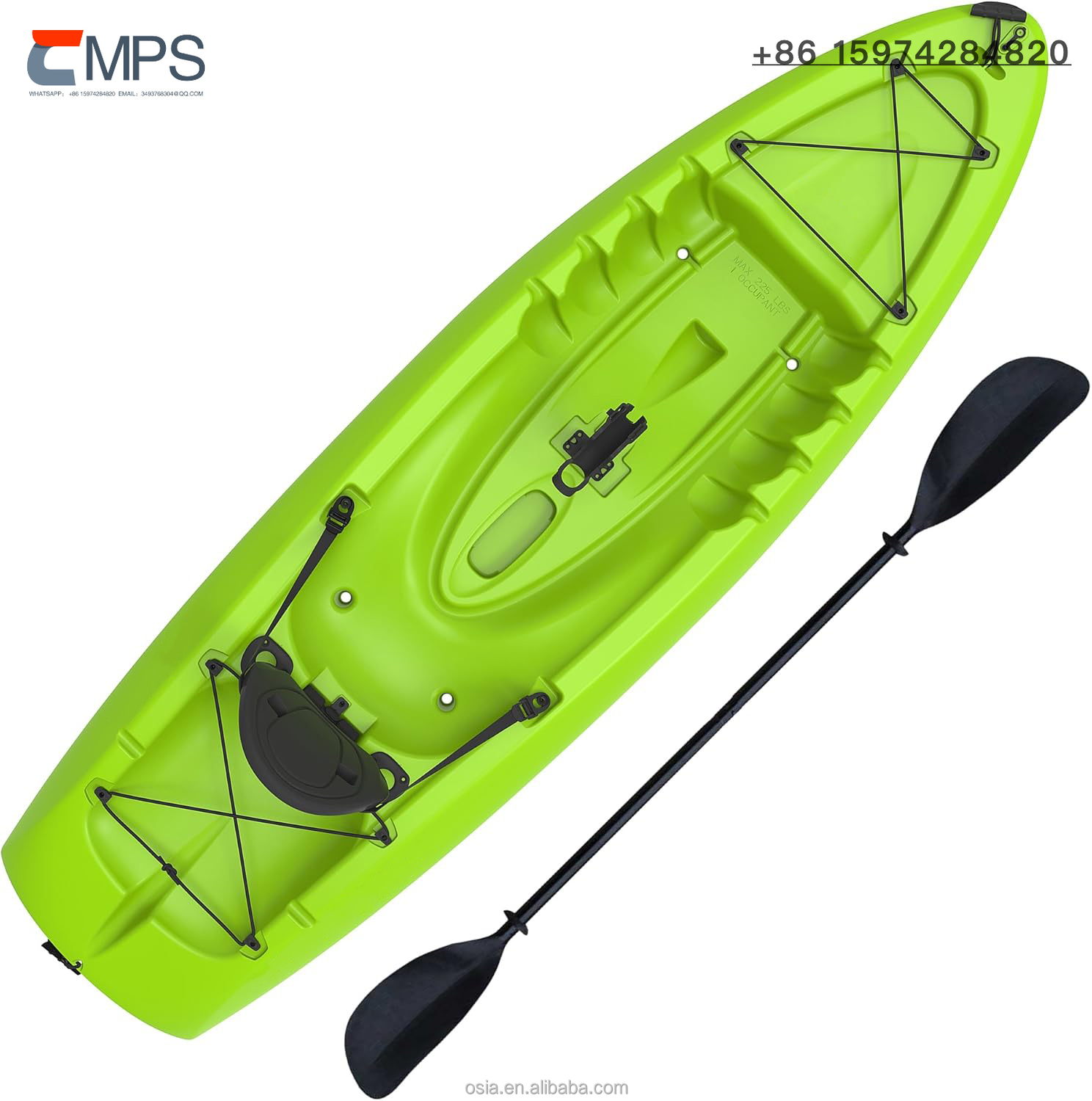 Fishing Kayak Sit In - 屋外用ハードプラスチック製フィッシングカヤック、2人乗りまたは3人乗りシットオントップカヤックパッケージ（EVAパッド入りシート付き）