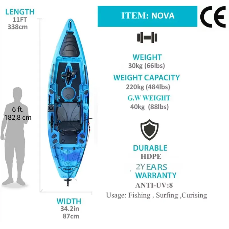 釣り用フラップドライブペダルカヤック 11フィート HDPE - Fishing Kayak Sit In のレビューと価格