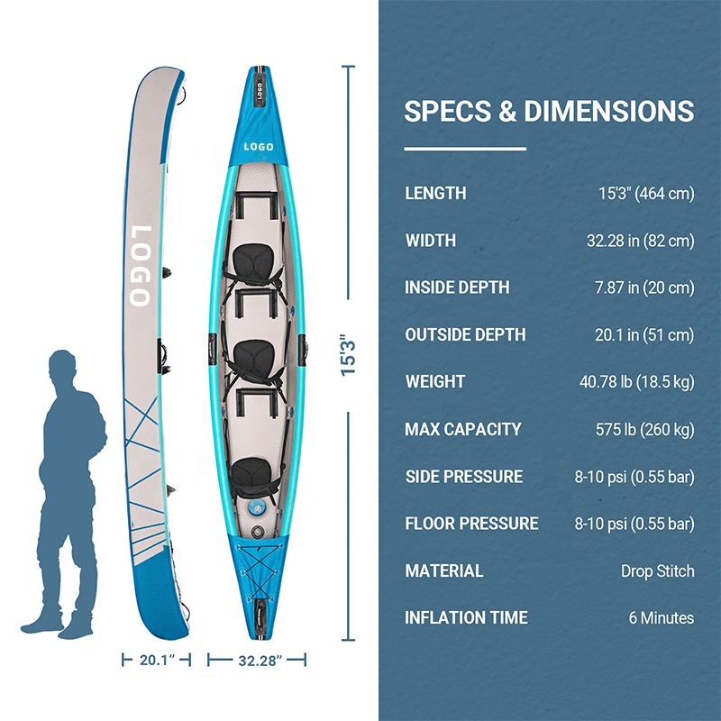 ドロップステッチカヤック インフレータブルカヌー 2人乗り  - Fishing Kayak Sit In のレビューと価格